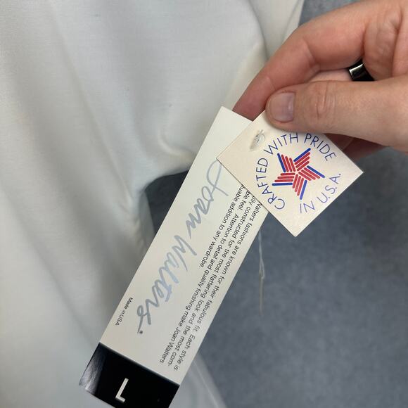 Joan Walters Blouse Womens Size Large White Button Front Short Sleeve V-Neck - Picture 3 of 9